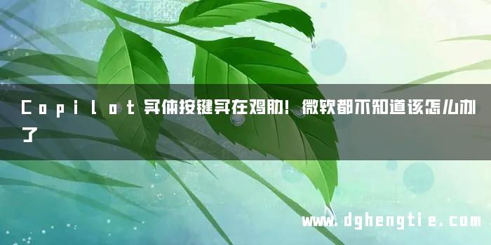 Copilot实体按键实在鸡肋!微软都不知道该怎么办了