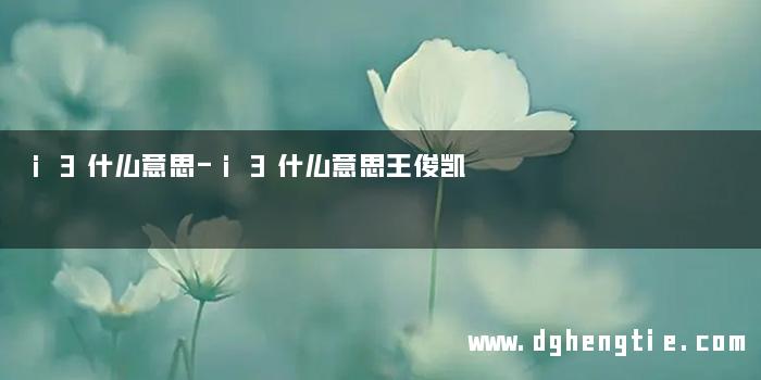 i3什么意思-i3什么意思王俊凯