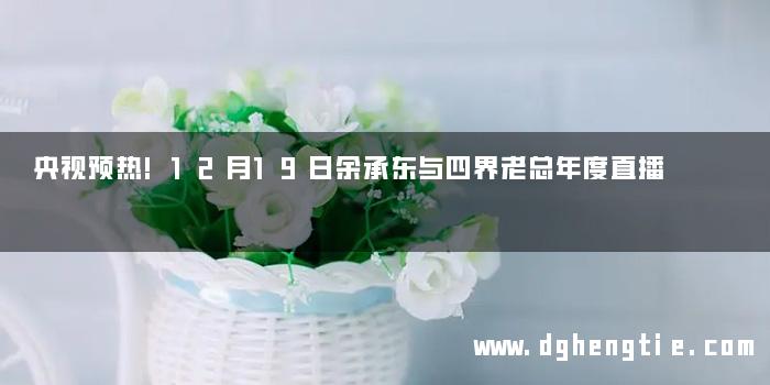 央视预热!12月19日余承东与四界老总年度直播