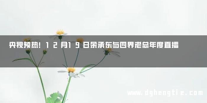 央视预热！12月19日余承东与四界老总年度直播