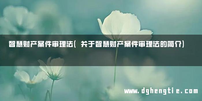 智慧财产案件审理法(关于智慧财产案件审理法的简介)