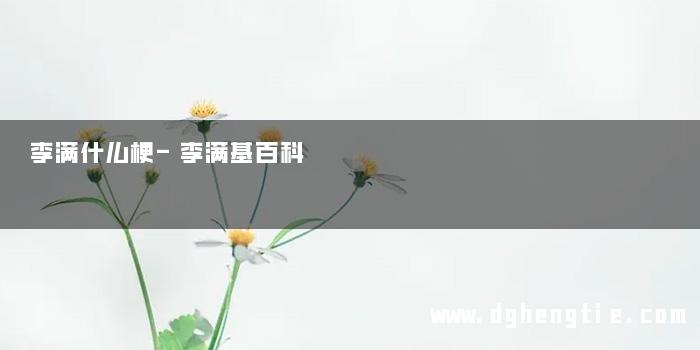 李满什么梗-李满基百科