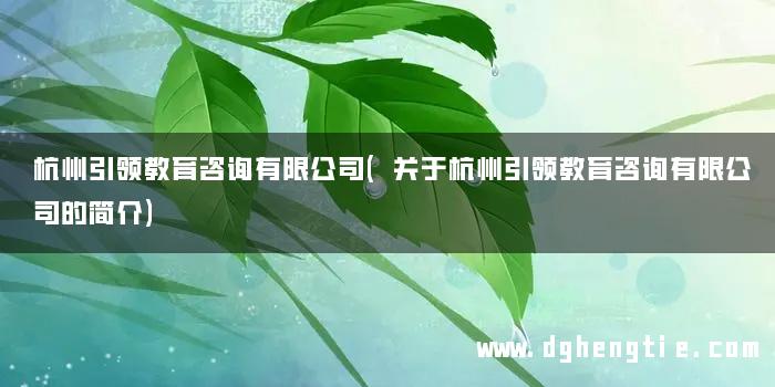 杭州引领教育咨询有限公司(关于杭州引领教育咨询有限公司的简介)