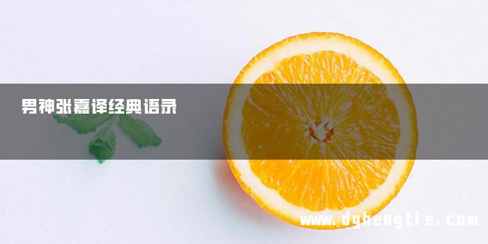 男神张嘉译经典语录