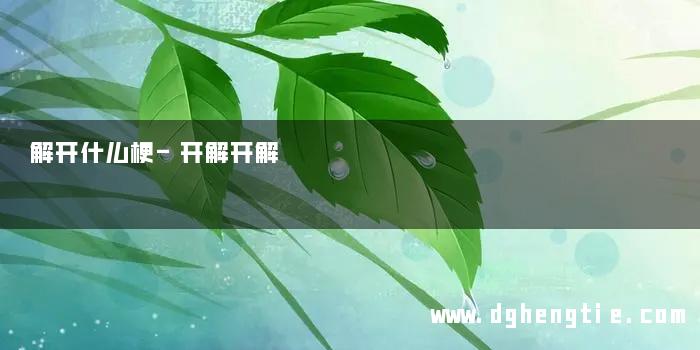 解开什么梗-开解开解